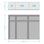 Schwebetürenschrank Montreal Modderkleurig eikenhout look/Zwarte eikenhouten look - 250cm (2-deurs) - Breedte: 250 cm