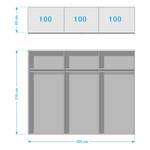 Schwebetürenschrank Montreal Modderkleurig eikenhout look/Zwarte eikenhouten look - 300cm (2-deurs) - Breedte: 300 cm