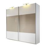 Armoire portes coulissantes Open Space Blanc alpin / brillant Gris sablé argenté - 136 x 223 cm - 2 porte