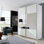 Armoire portes coulissantes Open Space Blanc alpin / brillant Partiellement recouvert de miroirs - 136 x 223 cm - 2 porte