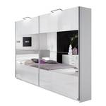 Armoire portes coulissantes Park Avenue Blanc alpin / Blanc brillant - Partiellement recouvert de miroirs - Largeur : 225 cm