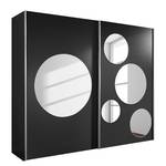 Armoire à portes coulissantes Poly Noir avec 5 miroirs ronds - Largeur d'armoire : 236 cm