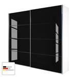 Armoire à portes coulissantes Quadra Blanc alpin / Verre noir - 181 x 230 cm
