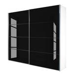 Armoire à portes coulissantes Quadra Blanc alpin / Verre noir - 226 x 210 cm