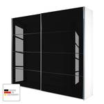 Armoire à portes coulissantes Quadra Blanc alpin / Verre noir - 226 x 230 cm