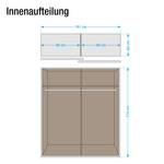 Schwebetürenschrank Quadra Alpinweiß / Hochglanz Weiß & Lavagrau - Breite x Höhe: 181 x 210 cm