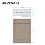 Schwebetürenschrank Quadra Alpinweiß / Hochglanz Weiß & Sandgrau - Breite x Höhe: 136 x 210 cm - Alpinweiß / Hochglanz Sandgrau - 136 x 210 cm