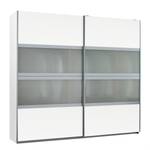 Armoire à portes coulissantes Quadra I Blanc alpin / Verre poli - 136 x 210 cm