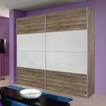 Schuifdeurkast Quadra I Havanna eikenhouten look/wit glas - 136 x 210 cm