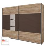 Schuifdeurkast Quadra lichte San Remo eikenhouten look/lavagrijs glas - (BxH): 136x210cm