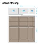 Schwebetürenschrank Quadra Eiche Sanremo Hell Dekor / Glas Lavagrau - Breite x Höhe: 226 x 230 cm