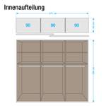 Schwebetürenschrank Quadra Eiche Sanremo Hell Dekor / Glas Sandgrau - Breite x Höhe: 271 x 230 cm