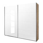 Armadio ad ante scorrevoli Quadra Effetto quercia di Sanremo chiara/Vetro bianco - Larghezza x altezza: 136 x 210 cm - Effetto quercia di Sanremo chiaro/Vetro bianco - 136 x 210 cm