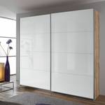 Schwebetürenschrank Quadra Eiche Stirling Dekor / Glas weiß - Eiche Sanremo Hell Dekor / Glas Weiß - 136 x 230 cm