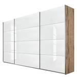 Schwebetürenschrank Quadra Eiche Sanremo Hell Dekor / Glas Weiß - Breite x Höhe: 315 x 210 cm - Eiche Sanremo Hell Dekor / Glas Weiß - 315 x 210 cm