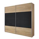 Armoire à portes coulissantes Quadra I Imitation chêne de Sonoma / Verre basalte - 136 x 230 cm