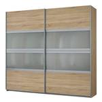 Schwebetürenschrank Quadra I Eiche Sonoma Dekor / Milchglas - 226 x 210 cm