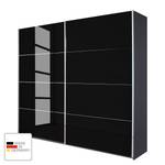 Armadio ad ante scorrevoli Quadra Grigio metallizzato/Vetro nero - 136 x 62 cm