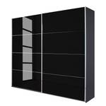 Armoire à portes coulissantes Quadra Gris métallisé / Verre noir - 136 x 62 cm