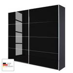 Schuifdeurkast Quadra grijs metallic/zwart glas - 226 x 62 cm