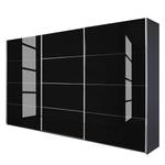 Schuifdeurkast Quadra grijs metallic/zwart glas - 315 x 62 cm
