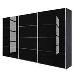 Armadio ad ante scorrevoli Quadra Grigio metallizzato/Vetro nero - 315 x 62 cm