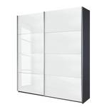 Armadio ad ante scorrevoli Quadra Grigio metallizzato/Vetro bianco - 136 x 230 cm