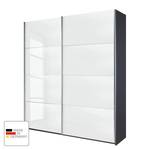 Schuifdeurkast Quadra grijs metallic/wit glas - 181 x 230 cm