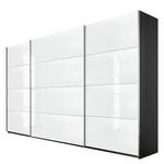 Armadio ad ante scorrevoli Quadra Grigio metallizzato/Vetro bianco - Larghezza x altezza: 315 x 210 cm - 315 x 210 cm