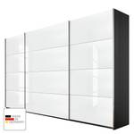 Armadio ad ante scorrevoli Quadra Grigio metallizzato/Vetro bianco - Larghezza x altezza: 315 x 210 cm - 315 x 210 cm