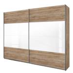 Schwebetürenschrank Quadra I Hochglanz Weiß / Eiche Sanremo Hell Dekor - 181 x 210 cm