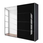 Schuifdeurkast Quadra (met spiegel) grijs metallic/zwart glas - (BxH): 136x210cm - 136 x 210 cm