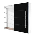 Armoire à portes coulissantes Quadra Avec miroir Blanc alpin / Verre noir 136 x 210 cm