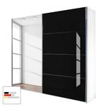 Armoire à portes coulissantes Quadra Avec miroir Blanc alpin / Verre noir 136 x 210 cm