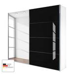 Schuifdeurkast Quadra (spiegel) alpinewit/zwart glas - (BxH): 271x210cm