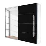 Armoire à portes coulissantes Quadra Avec miroir Blanc alpin / Verre noir 271 x 230 cm