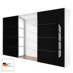 Schuifdeurkast Quadra (spiegel) alpinewit/zwart glas - (BxH): 315x210cm