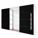 Armoire à portes coulissantes Quadra Avec miroir Blanc alpin / Verre noir 315 x 230 cm