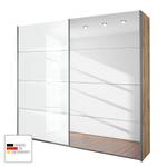 Armoire à portes coulissantes Quadra Avec miroir Imitation chêne de San Remo clair / Verre blanc 136 x 210 cm - 136 x 210 cm