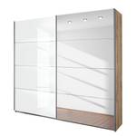 Armoire à portes coulissantes Quadra Avec miroir Imitation chêne de San Remo clair / Verre blanc 136 x 210 cm - 136 x 210 cm