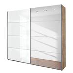 Schwebetürenschrank Quadra (Spiegel) Eiche Sanremo Hell Dekor / Glas Weiß - Breite x Höhe: 181 x 210 cm - 181 x 210 cm
