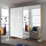 Schuifdeurkast Quadra (spiegel) lichte San Remo eikenhouten look/wit glas - (BxH): 181x210cm - 181 x 210 cm