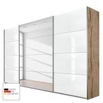 Schwebetürenschrank Quadra (Spiegel) Eiche Sanremo Hell Dekor / Glas Weiß - Breite x Höhe: 315 x 210 cm - 315 x 210 cm