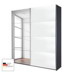 Schwebetürenschrank Quadra (Spiegel) Weiß / Graumetallic - 136 x 210 cm - 1 Spiegeltür