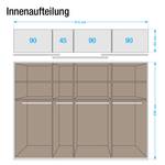 Schwebetürenschrank Quadra (Spiegel) Weiß / Graumetallic - 315 x 230 cm - 1 Spiegeltür