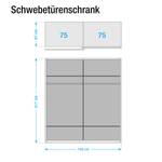 Schuifdeurkast Rimini zwart glas - Breedte: 150 cm