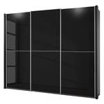 Armoire à portes coulissantes Rimini Verre Noir - Largeur : 225 cm