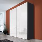 Armoire à portes coulissantes Ruby Couleur graphite / Verre blanc - Largeur d'armoire : 300 cm - 3 portes