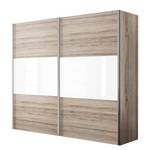 Schuifdeurkast Ruby San Remo eikenhoutkleurig/wit glas - breedte x hoogte: 300x236cm - 3-deurs