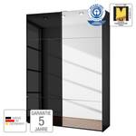 Schwebetürenschrank Samaya Zwart glas/Zwart - 162 cm (2 deur) - 223cm - Met spiegeldeuren - Zwart glas/Zwart - 162 x 223 cm - Met spiegeldeuren